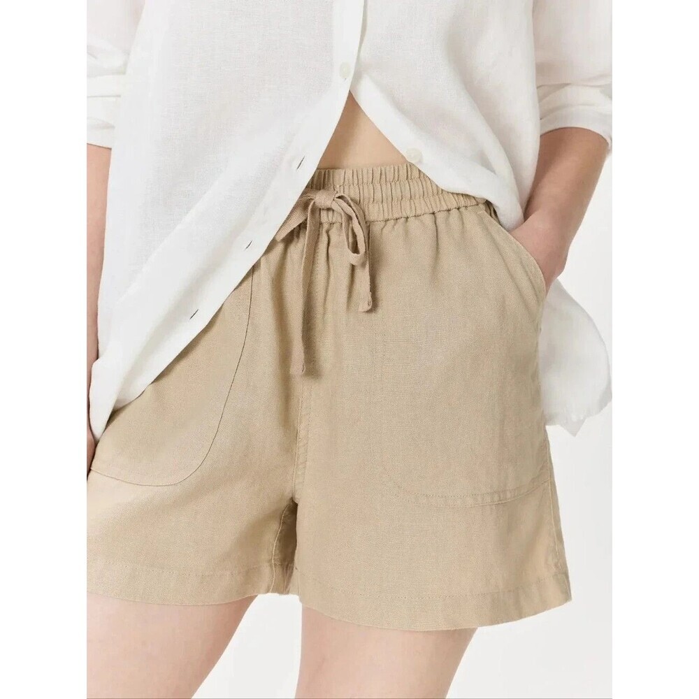 NEW~QUINCE Women's 100% European Linen Shorts in "Driftwood" Beige Large